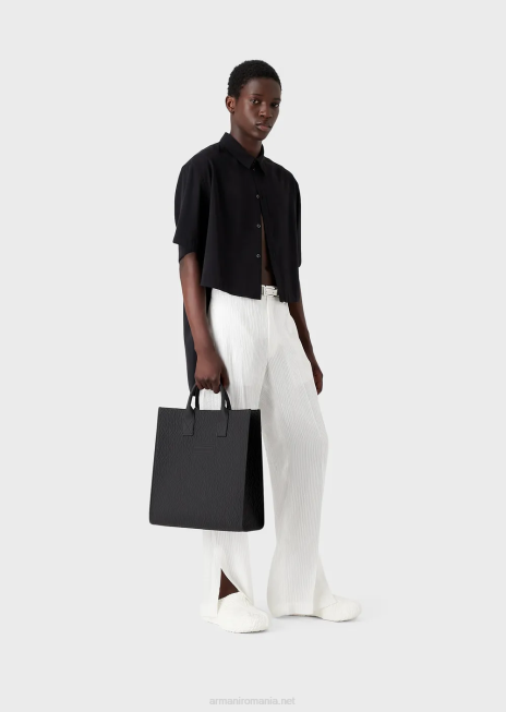 bărbați R802G1990 geantă shopper din cauciuc cu design ondulat Armani