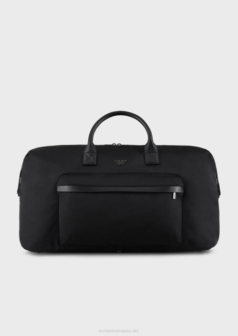 bărbați R802G1992 geantă duffel din nailon reciclat Armani negru