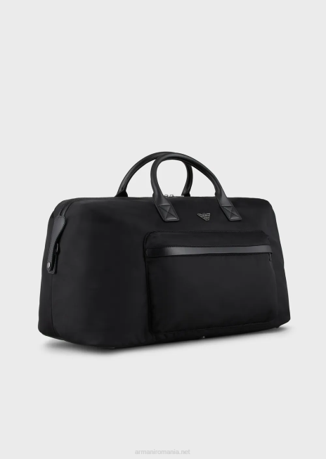 bărbați R802G1992 geantă duffel din nailon reciclat Armani negru