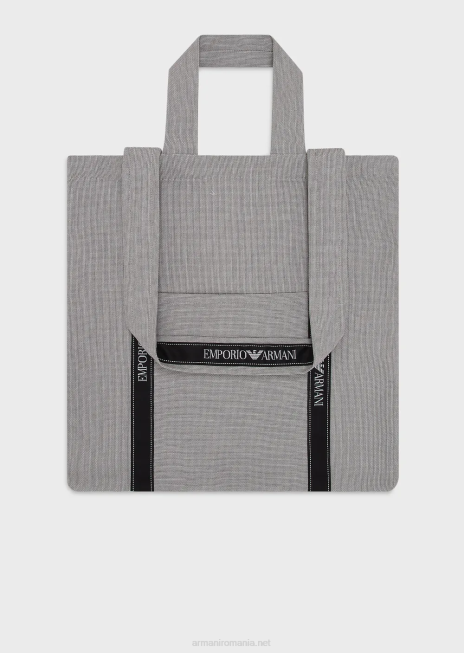 bărbați R802G1994 proiect emporio armani pentru ziua pământului geantă pentru cumpărături din țesătură sustenabilăgri