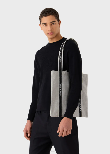 bărbați R802G1994 proiect emporio armani pentru ziua pământului geantă pentru cumpărături din țesătură sustenabilăgri