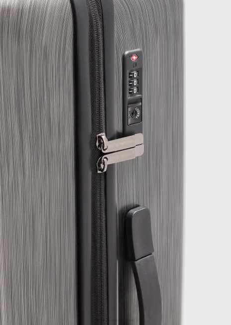 bărbați R802G1995 geantă troler mare abs cu vultur supradimensionat, în relief Armani gri