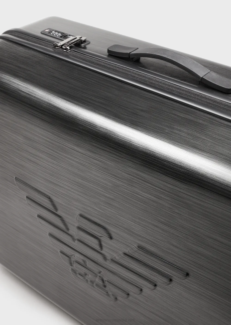 bărbați R802G1995 geantă troler mare abs cu vultur supradimensionat, în relief Armani gri