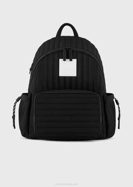 bărbați R802G1945 rucsac din nylon ripstop reciclat, matlasat Armani negru