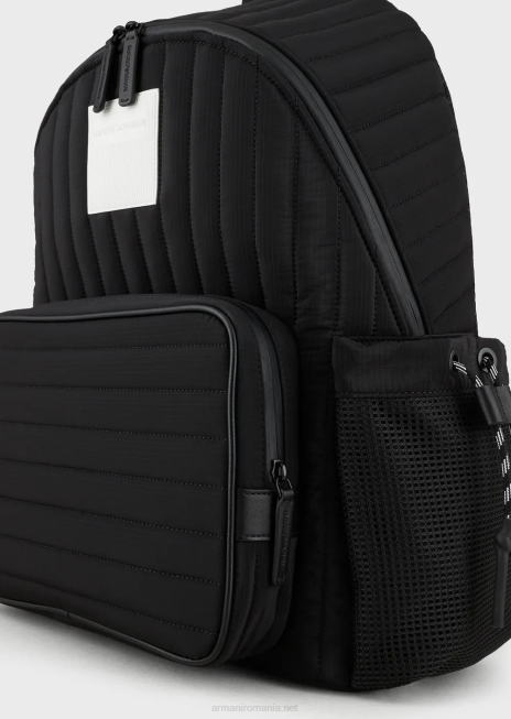 bărbați R802G1945 rucsac din nylon ripstop reciclat, matlasat Armani negru