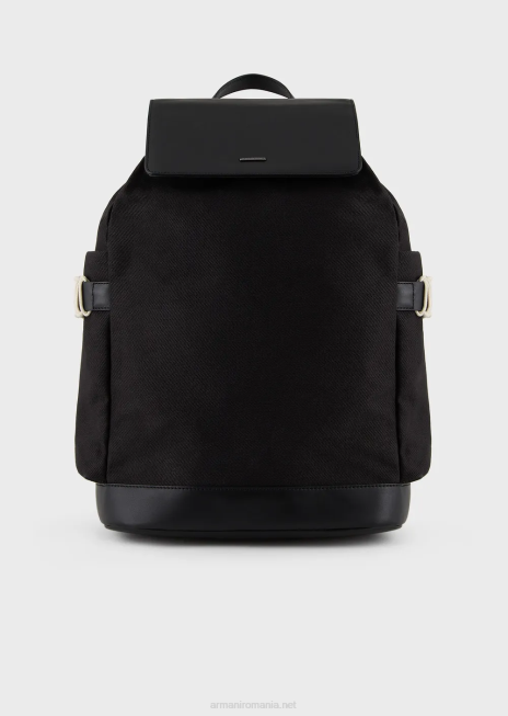 bărbați R802G1946 rucsac din twill reciclat cu detalii din piele Armani negru