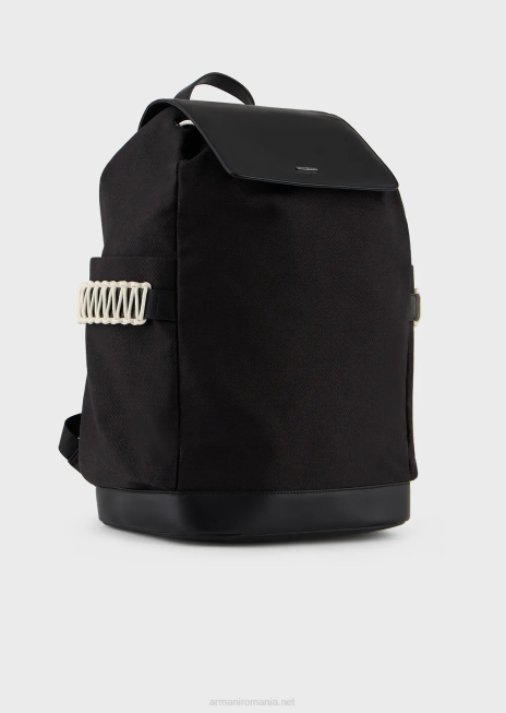 bărbați R802G1946 rucsac din twill reciclat cu detalii din piele Armani negru