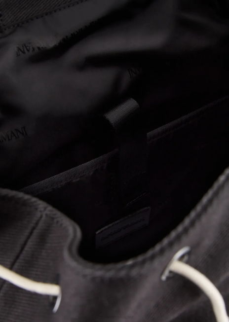 bărbați R802G1946 rucsac din twill reciclat cu detalii din piele Armani negru