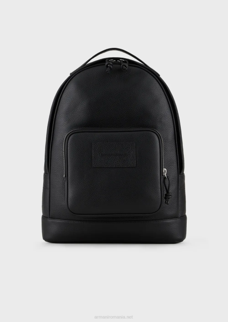 bărbați R802G1947 rucsac din piele prăbușită Armani negru