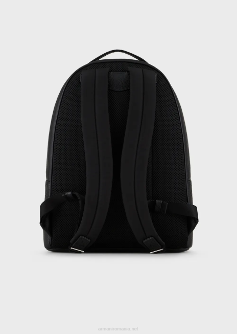 bărbați R802G1947 rucsac din piele prăbușită Armani negru