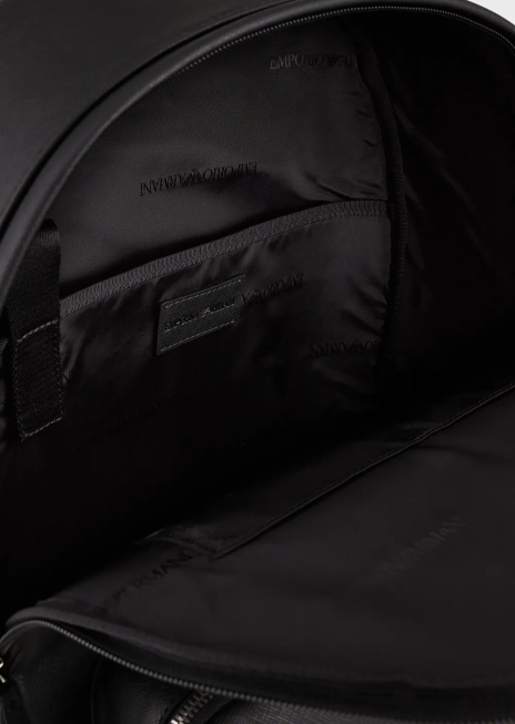 bărbați R802G1950 rucsac din piele regenerată cu pate de vultur Armani negru