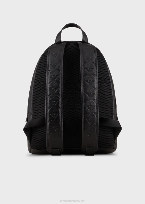 bărbați R802G1952 rucsac rotund din piele cu vultur în relief Armani