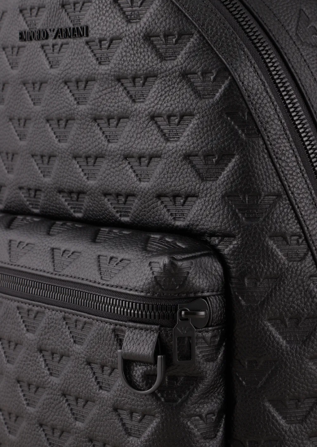 bărbați R802G1952 rucsac rotund din piele cu vultur în relief Armani