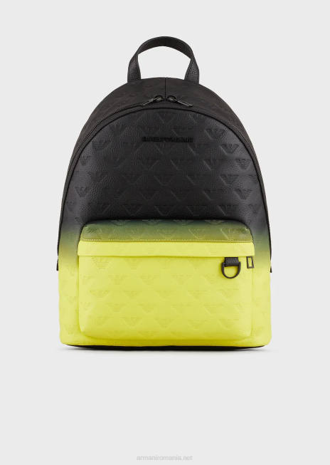 bărbați R802G1953 rucsac din piele degradată cu vultur în relief Armani model