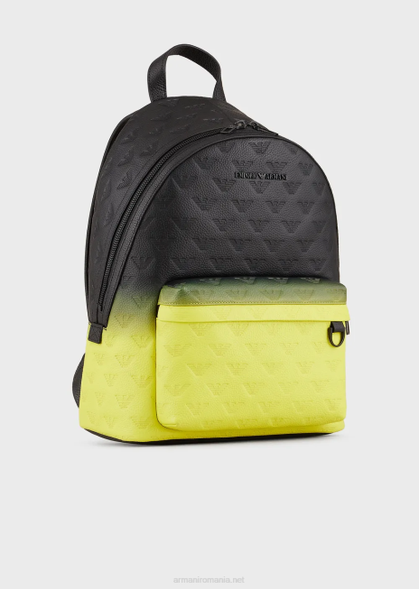 bărbați R802G1953 rucsac din piele degradată cu vultur în relief Armani model