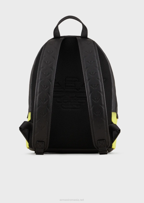 bărbați R802G1953 rucsac din piele degradată cu vultur în relief Armani model