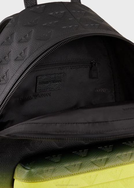 bărbați R802G1953 rucsac din piele degradată cu vultur în relief Armani model