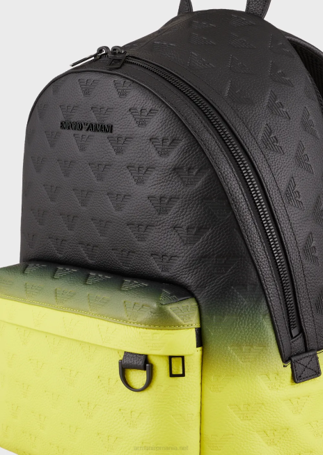 bărbați R802G1953 rucsac din piele degradată cu vultur în relief Armani model