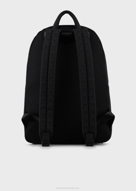 bărbați R802G1954 rucsac din nailon cu vultur jacquard peste tot Armani negru