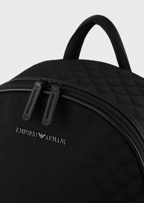 bărbați R802G1954 rucsac din nailon cu vultur jacquard peste tot Armani negru