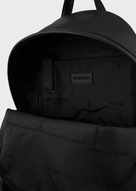 bărbați R802G1957 rucsac din piele regenerată cu imprimeu saffiano Armani negru