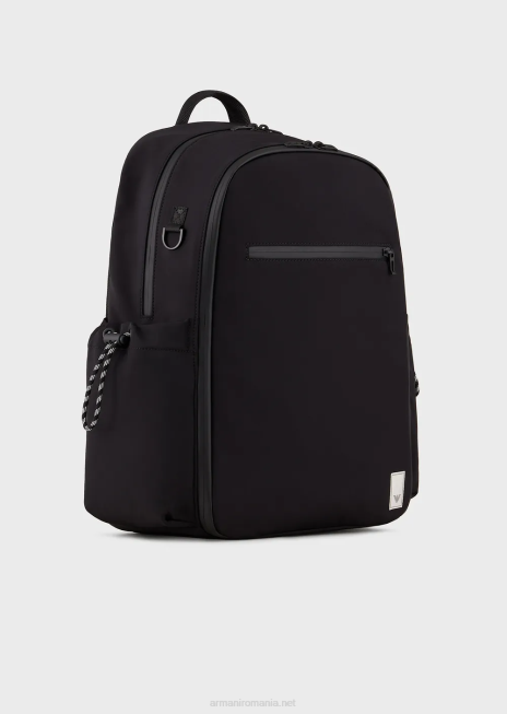 bărbați R802G1959 rucsac din nailon impermeabil pentru travel essentials Armani logo negru