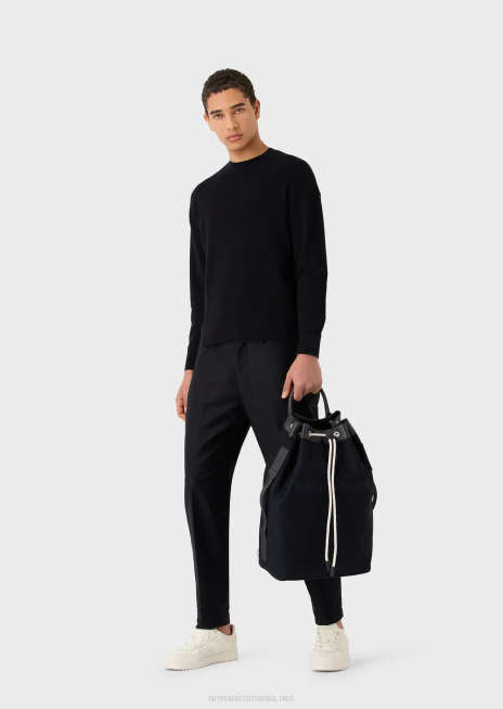 bărbați R802G1961 geanta de panza cu detalii din piele Armani
