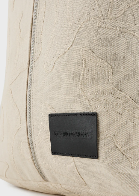 bărbați R802G1962 rucsac din pânză brodat Armani alb