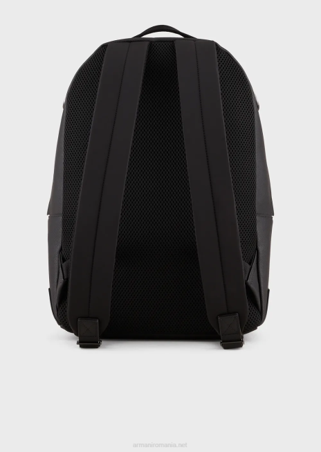 bărbați R802G1964 Rucsac rotund din piele regenerată cu imprimeu saffiano Armani