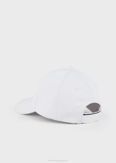 băiat R802G2486 șapcă de baseball cu logo în relief Armani alb