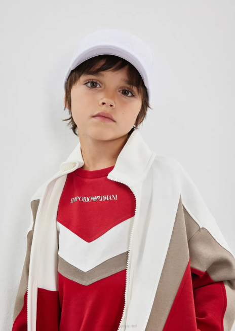 băiat R802G2486 șapcă de baseball cu logo în relief Armani alb