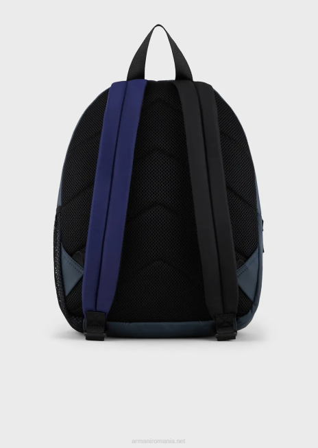 băiat R802G2493 rucsac captusit din nailon reciclat cu logo Armani