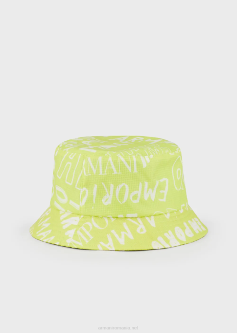 băiat R802G2503 pălărie cloș din nailon cu inscripționare pe toată suprafața ea Armani