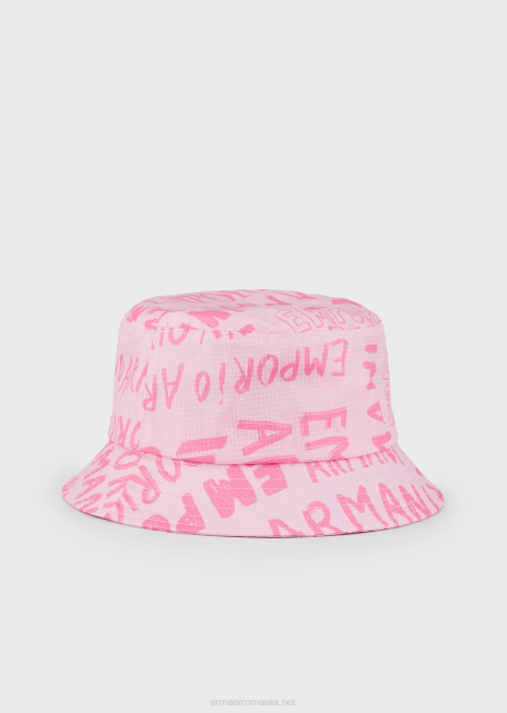 băiat R802G2504 pălărie cloș din nailon cu inscripționare pe toată suprafața ea Armani