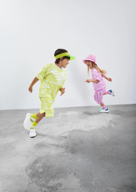 băiat R802G2504 pălărie cloș din nailon cu inscripționare pe toată suprafața ea Armani