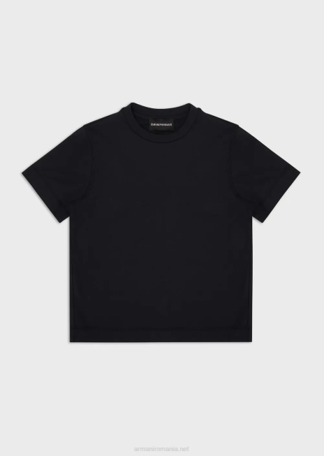 băiat R802G2372 tricou din jerseu cu plasture vultur multicolor Armani albastru marin