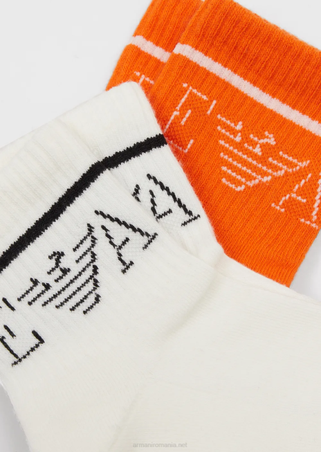 băiat R802G2375 pachet de două șosete din țesătură cu logo-ul jacquard Armani