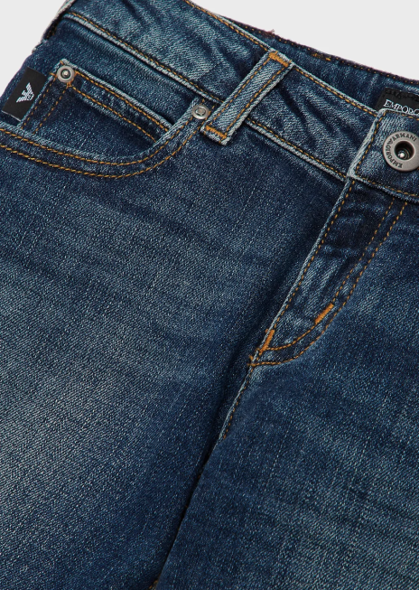 băiat R802G2377 blugi din denim spălați cu pietre j45 Armani albastru marin