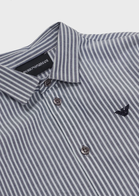 băiat R802G2382 cămașă din poplin cu model slim-fit Armani in dungi