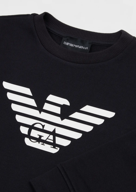 băiat R802G2385 hanorac cu logo din amestec modal Armani albastru marin