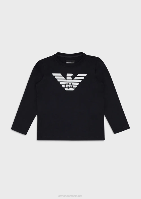 băiat R802G2389 pulover pima din jerseu cu logo Armani