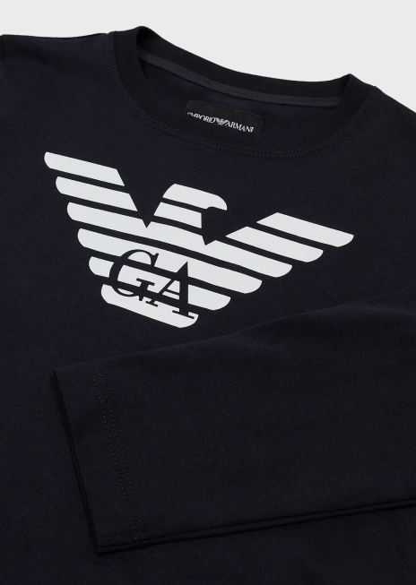 băiat R802G2389 pulover pima din jerseu cu logo Armani