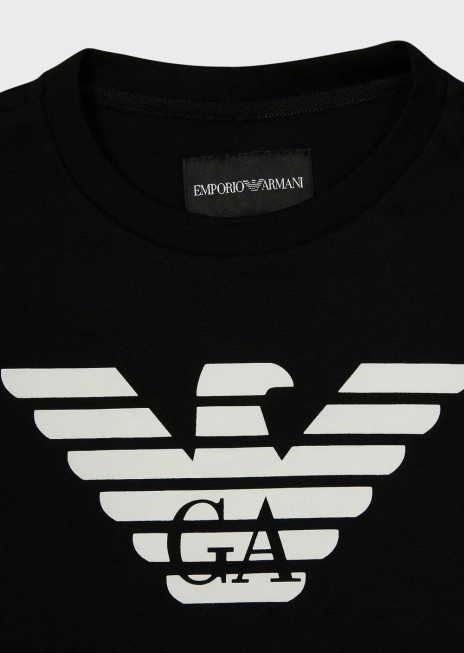 băiat R802G2390 tricou din jerseu pima cu logo-ul vultur Armani