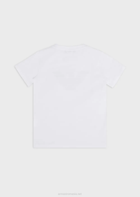 băiat R802G2392 tricou din jerseu pima cu logo Armani logo alb