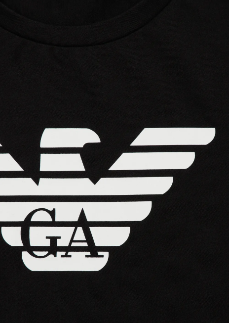 băiat R802G2393 tricou din jerseu pima cu logo Armani logo negru