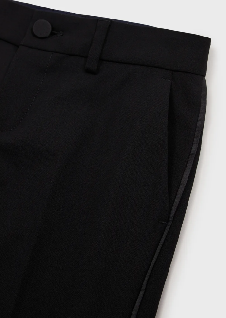 băiat R802G2395 Costum smoking pe un singur piept din lână lejeră cu detalii din satin Armani negru