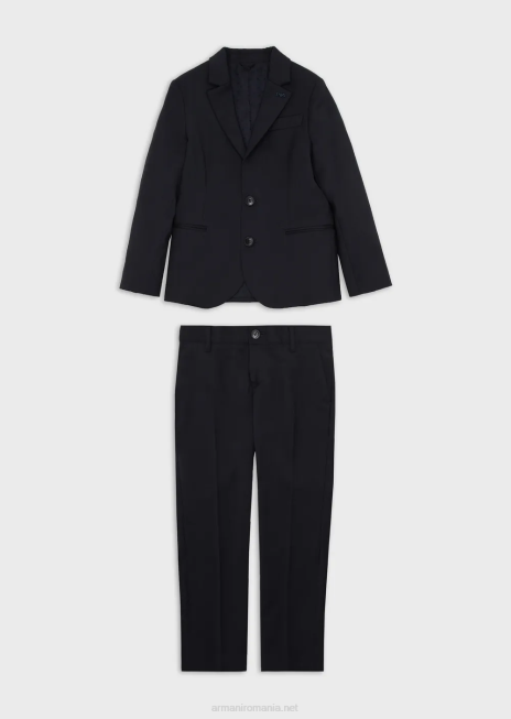 băiat R802G2397 costum la un piept din lână virgină ușoară Armani