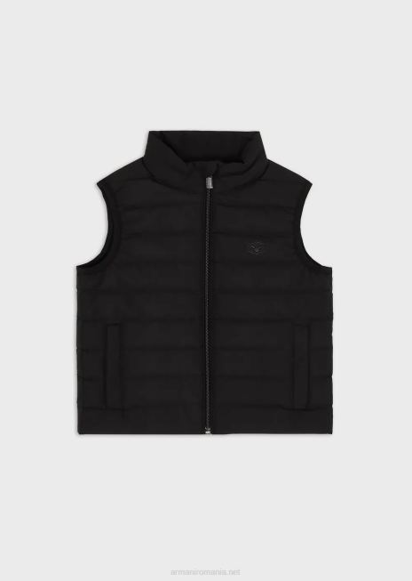 băiat R802G2401 Gilet puf din nailon matlasat, cu puf reciclat Armani negru