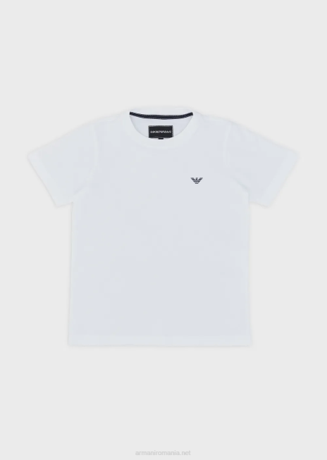 băiat R802G2409 tricou din bumbac cu logo Armani alb