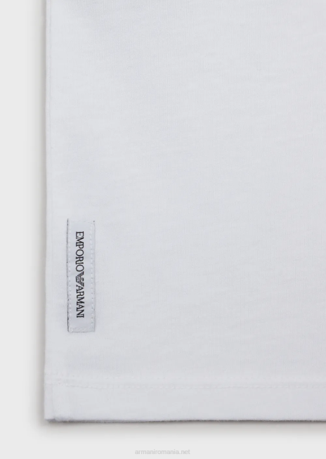 băiat R802G2409 tricou din bumbac cu logo Armani alb